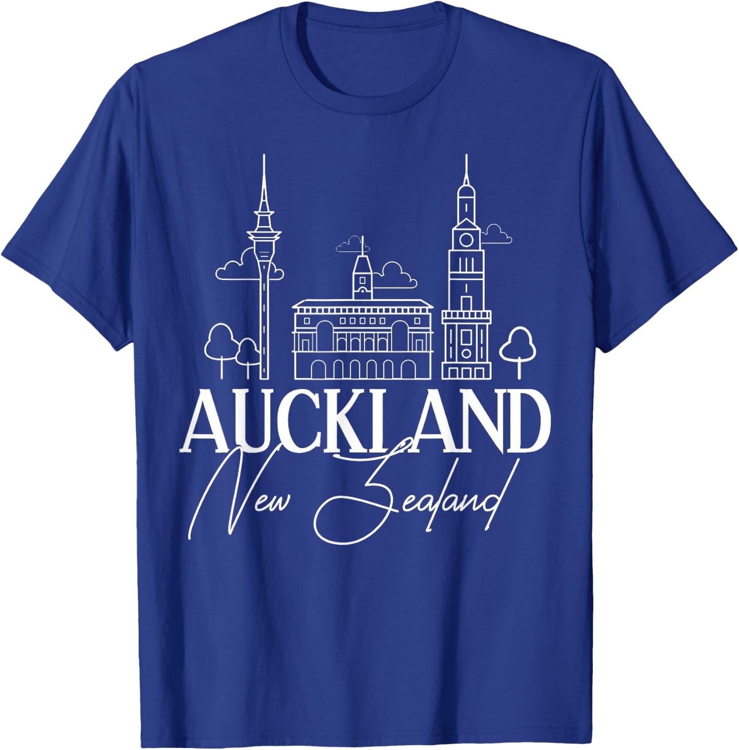 Auckland New Zealand City Skyline Map Travel T-Shirt - T-Shirt | Royal