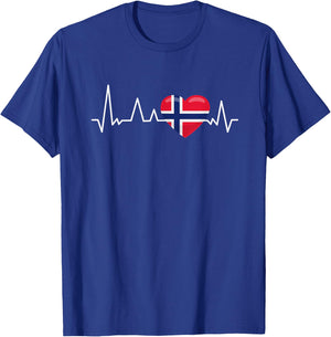 Norwegen Flagge Herzschlag Skandinavien Urlaub T-Shirt - T-Shirt | Royal