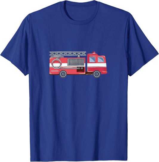 Feuerwehr Kinder Mit Rotem Feuerwehrauto T-Shirt - T-Shirt | Royal