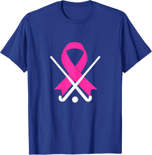 Field Hockey for Girls Breast Cancer Awareness Pink Ribbon T-Shirt - T-Shirt | Royal