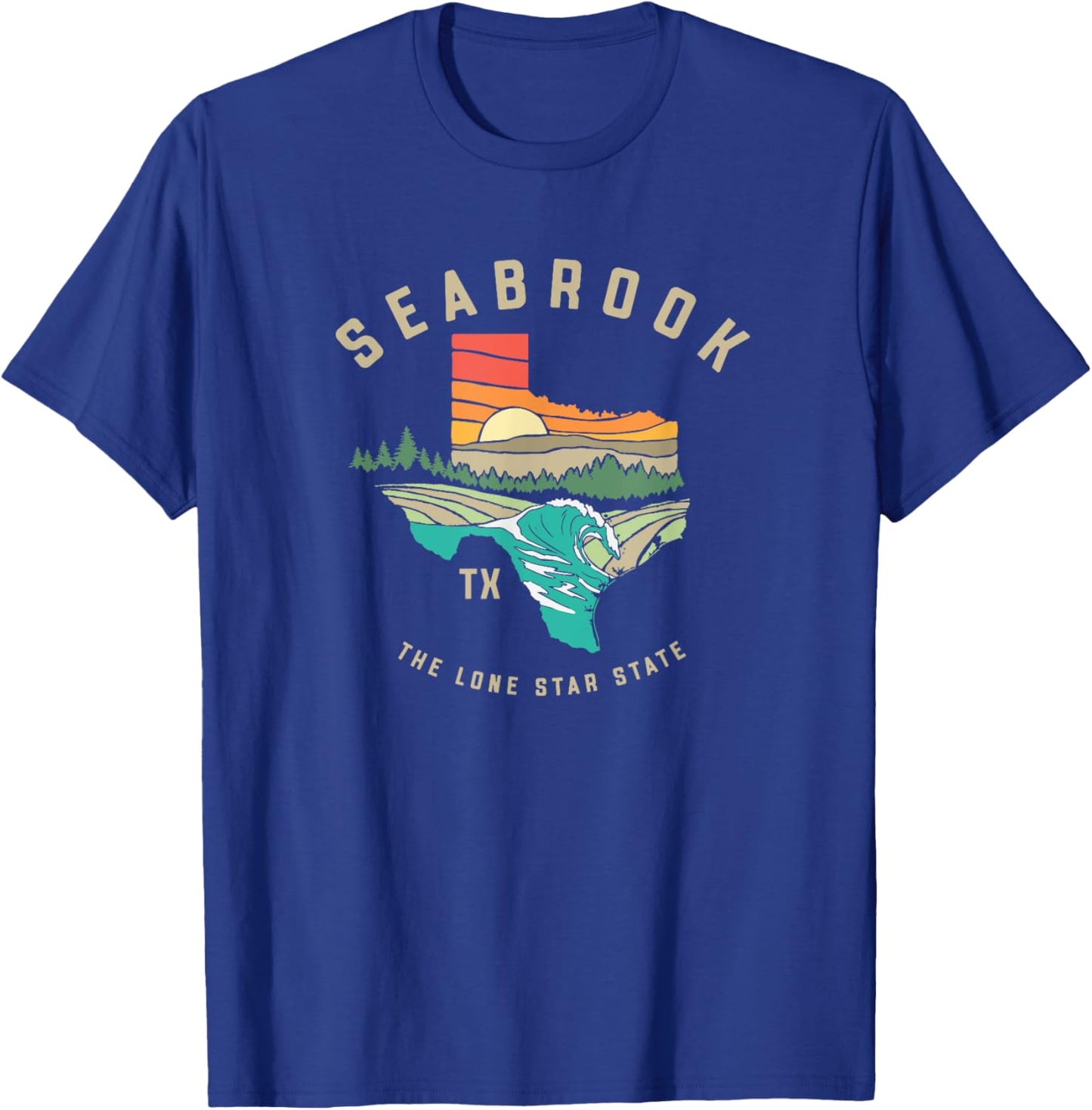 Seabrook Texas Outdoors Vintage Nature Illustration T-Shirt - T-Shirt | Royal