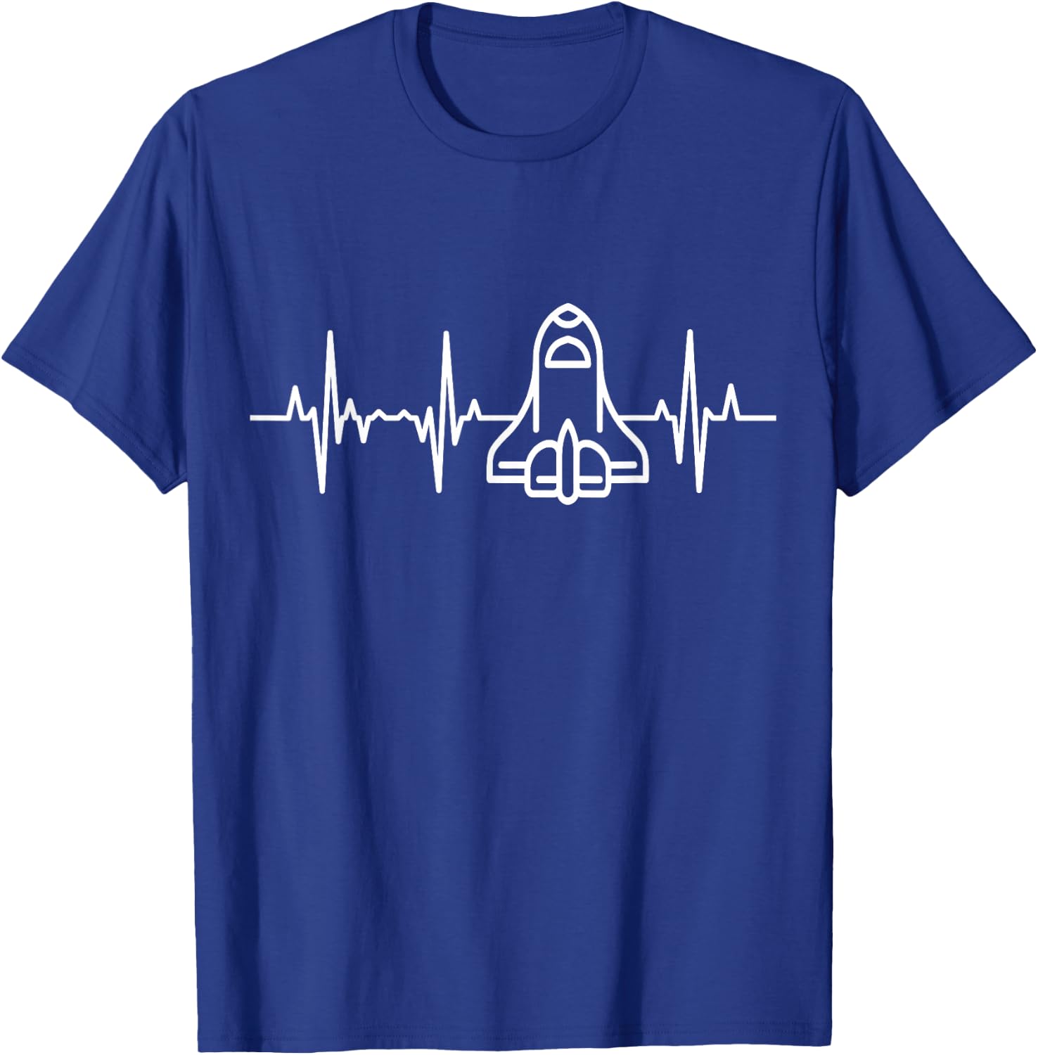 Space Rocket Heartbeat Space Enthusiast ECG T-Shirt - T-Shirt | Royal
