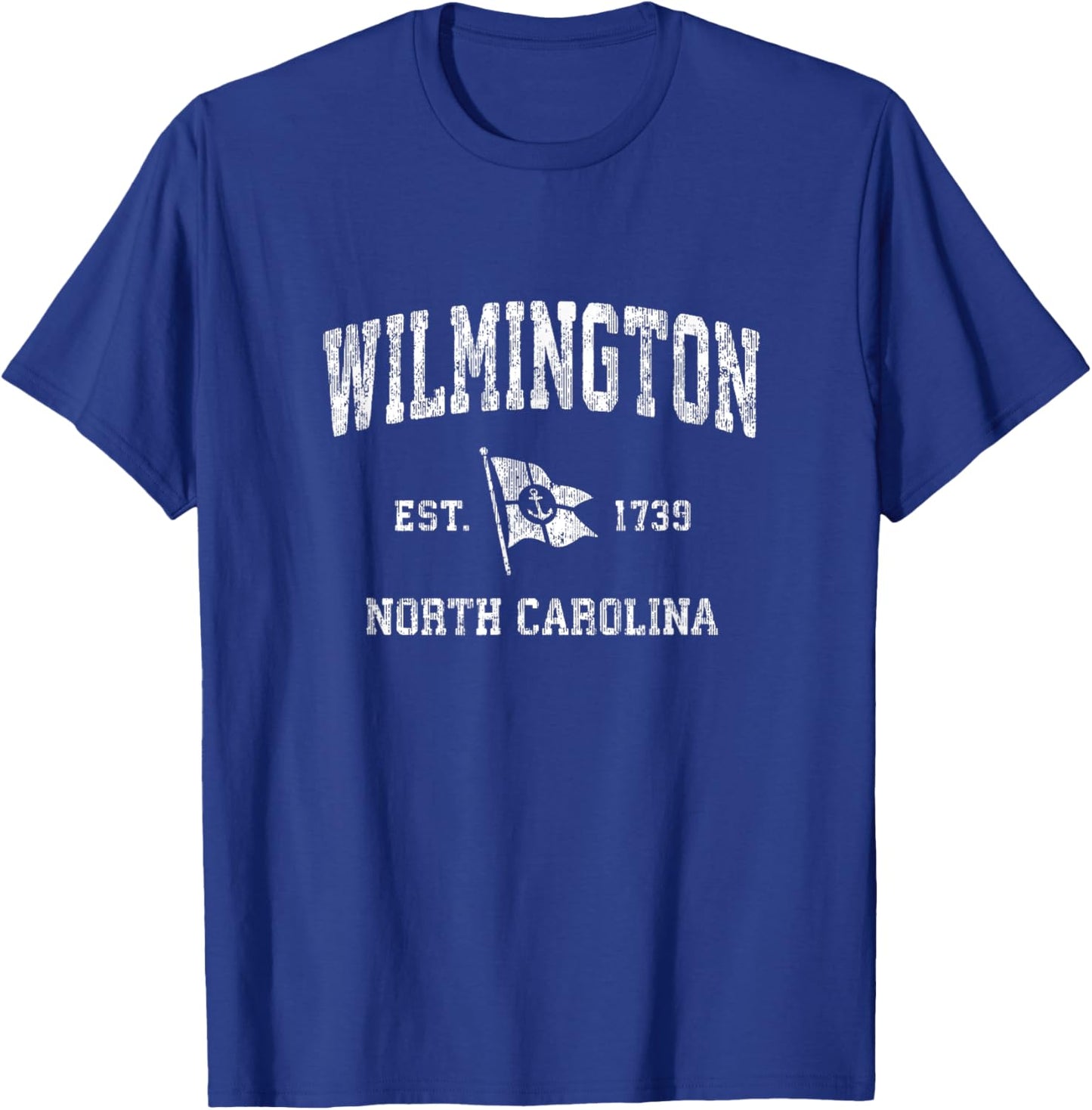 Wilmington North Carolina NC Vintage Boat Anchor Flag T-Shirt - T-Shirt | Royal