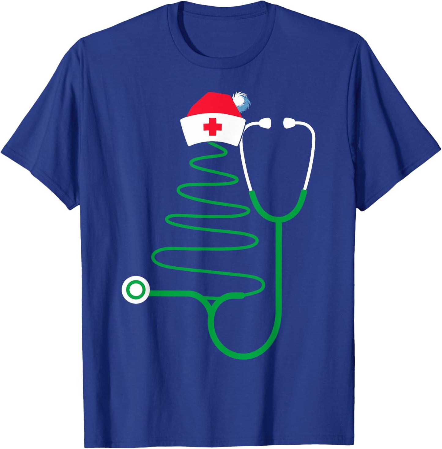 Stethoscope Christmas Tree Nurse Christmas Scrub T-Shirt - T-Shirt | Royal