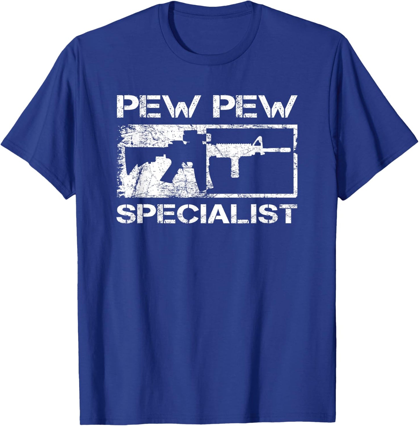 Pew Pew Specialist / Pro Gun 5.56 AR15 Rifle M4 Funny Gun T-Shirt - T-Shirt | Royal