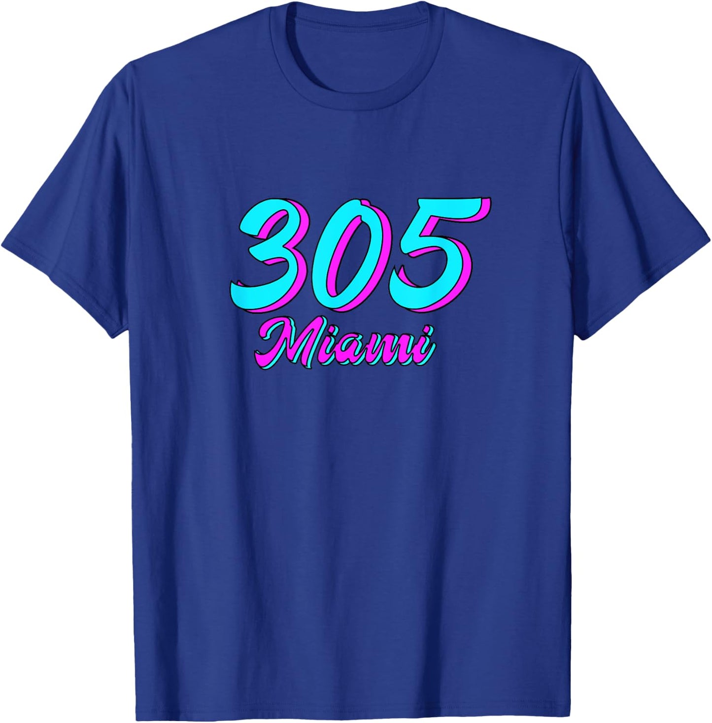Miami Spring Break 305 Style Pink Aqua Blue Dade County T-Shirt - T-Shirt | Royal
