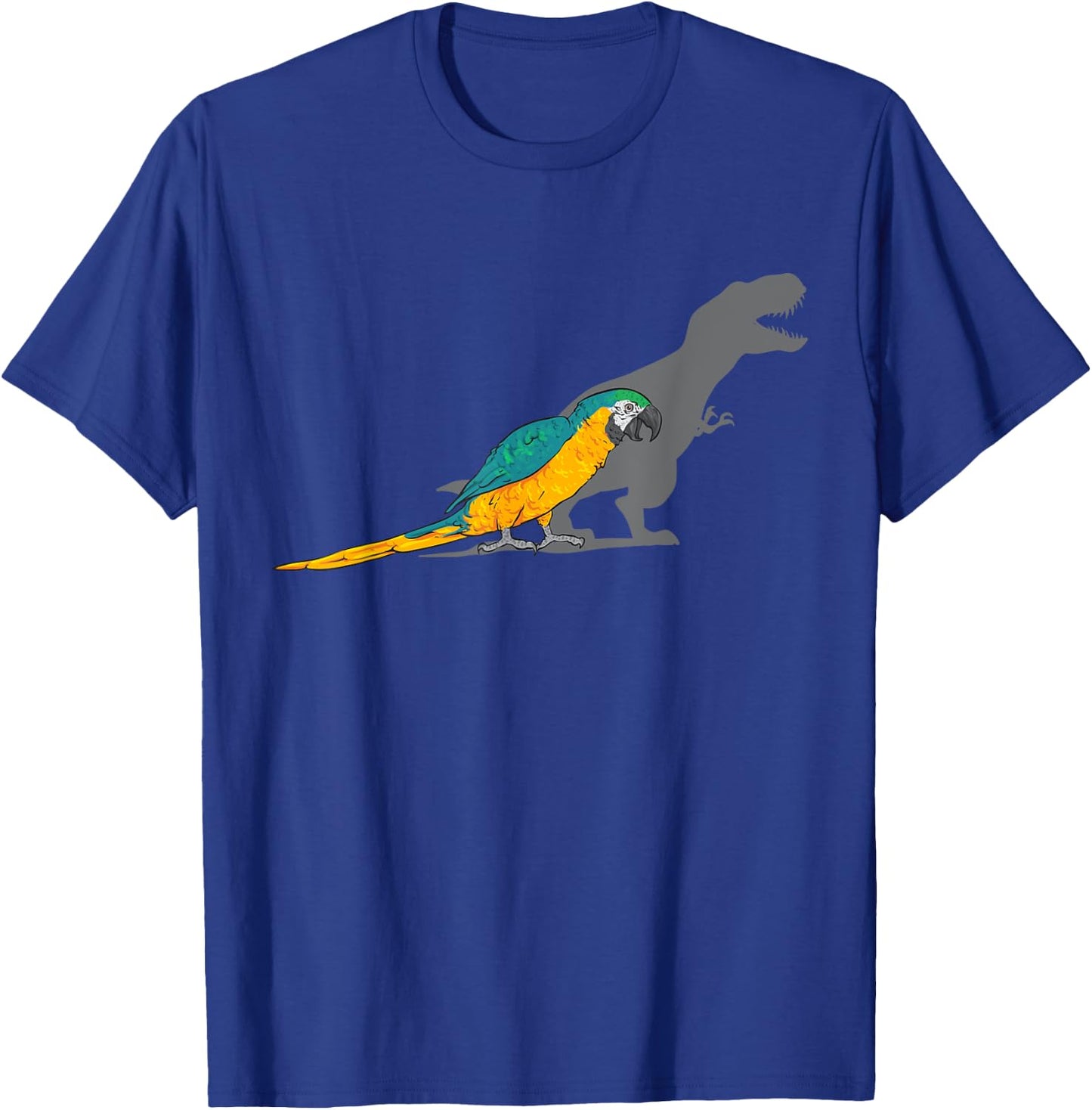 Macaw Parrot T-Rex Dinosaur Blue And Yellow Macaw T-Shirt - T-Shirt | Royal