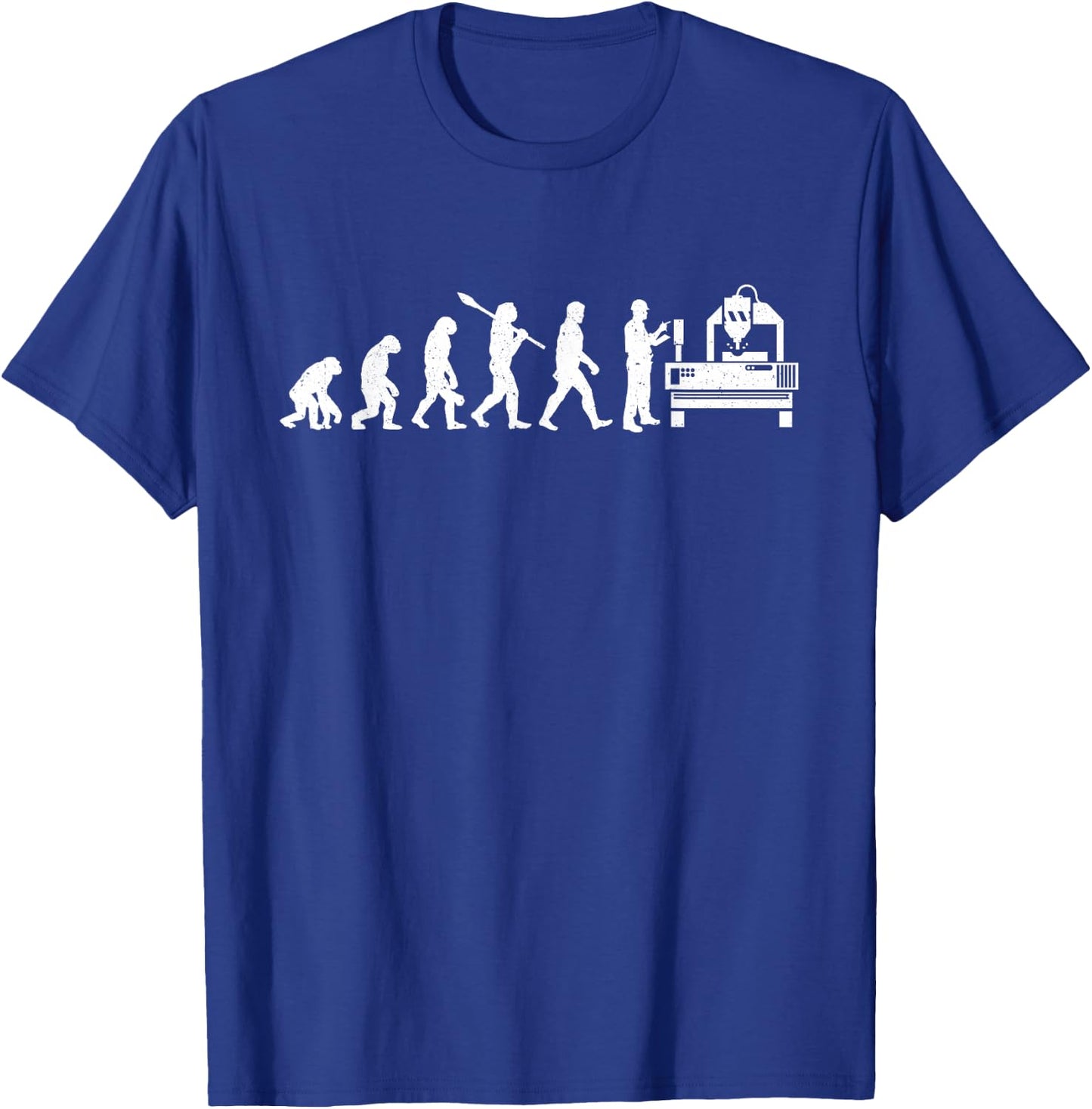 CNC Machine Operator Evolution - Machinist Metal Working T-Shirt - T-Shirt | Royal