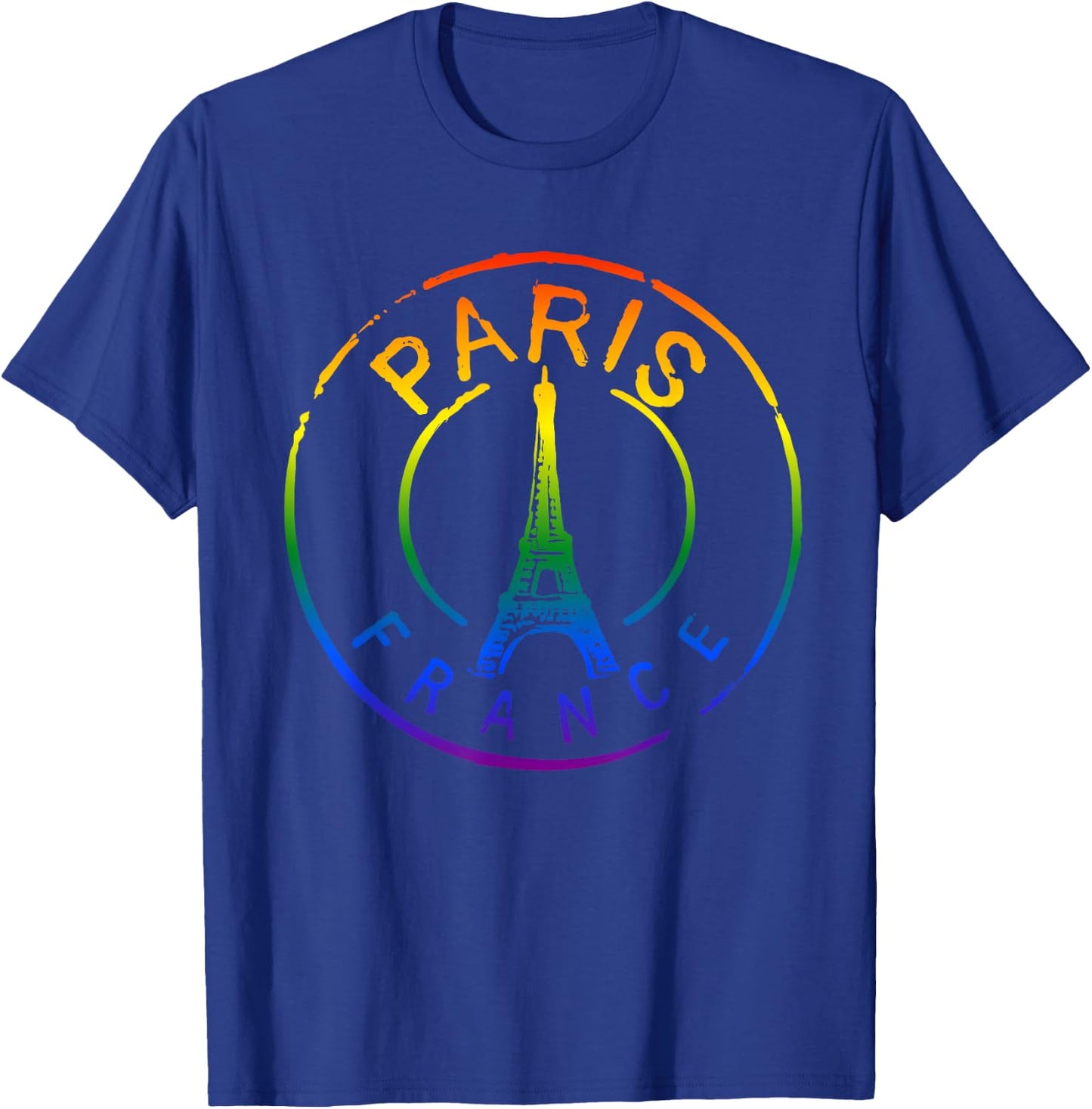 LGBT Rainbow Flag Color France French FR Paris Eiffel Tower T-Shirt - T-Shirt | Royal