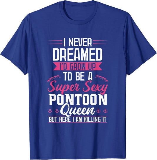 Vintage Pontoon Captain Shirt Women Funny Gift Boat Owner T-Shirt - T-Shirt | Royal