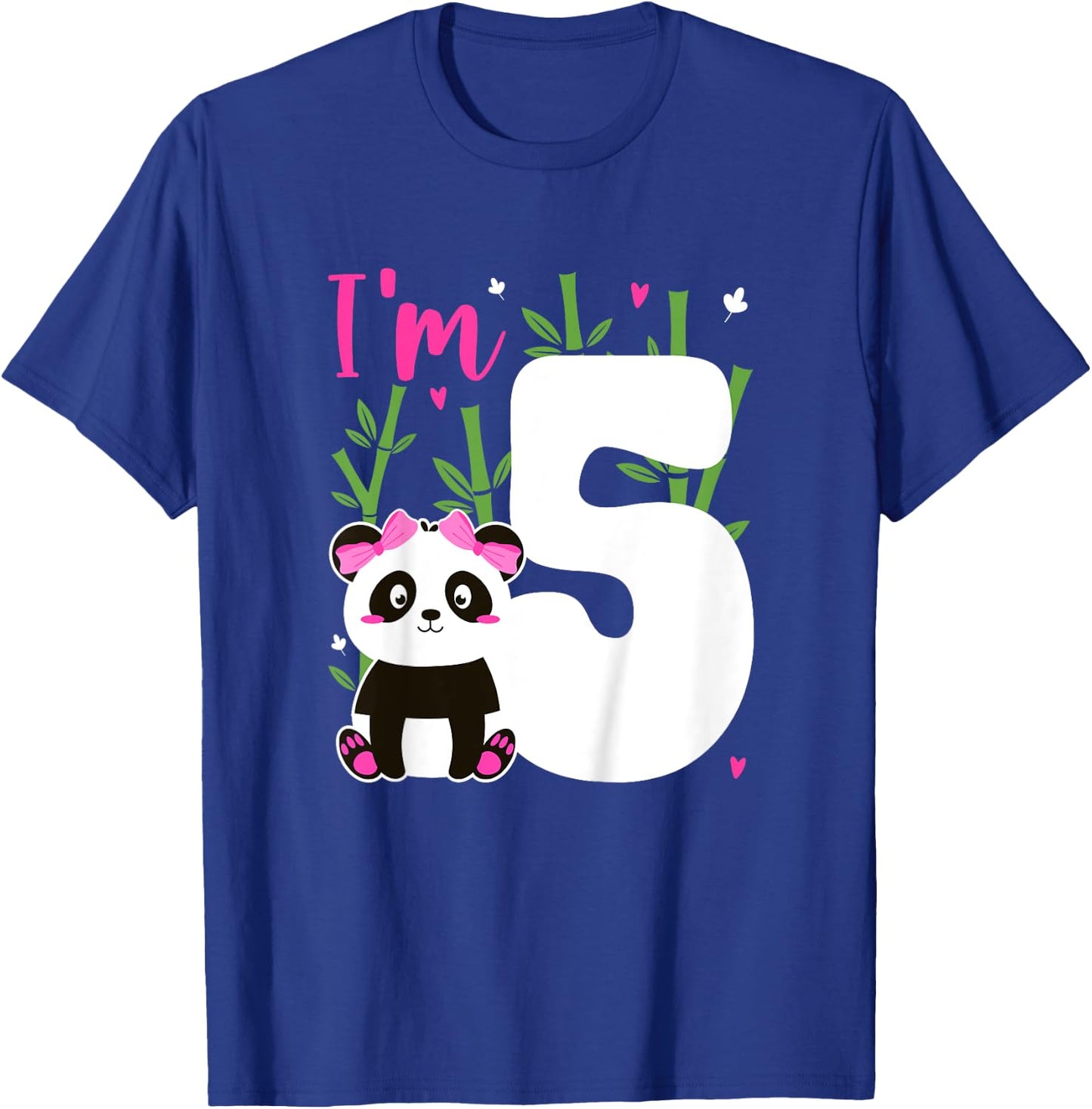 Kids 5th Panda Birthday 5 Year Old Girl Panda Bear Birthday T-Shirt - T-Shirt | Royal