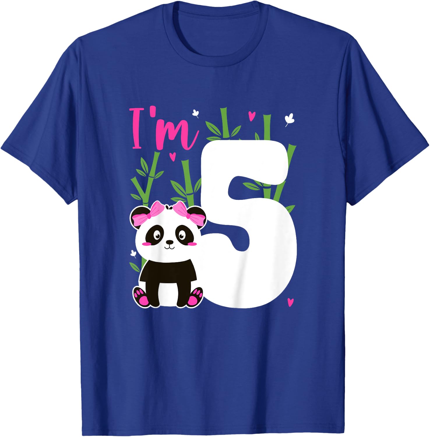 Kids 5th Panda Birthday 5 Year Old Girl Panda Bear Birthday T-Shirt - T-Shirt | Royal