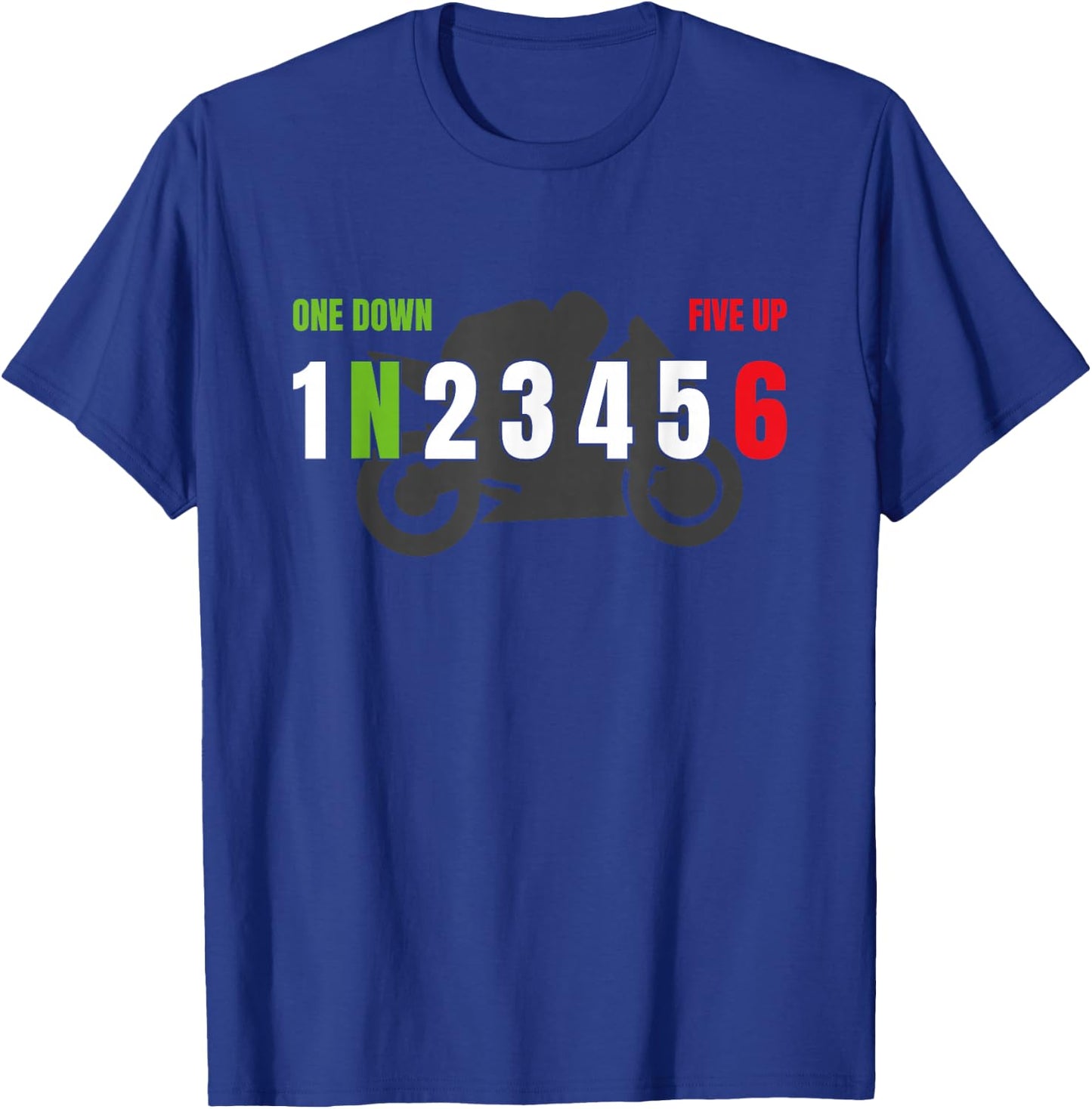 Motorrad Gangschaltung One Down Five Up Biker Racing T-Shirt - T-Shirt | Royal