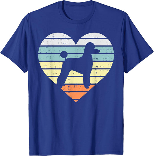Poodle Silhouette Heart Sunset Retro Dog Lover Owner Gift T-Shirt - T-Shirt | Royal