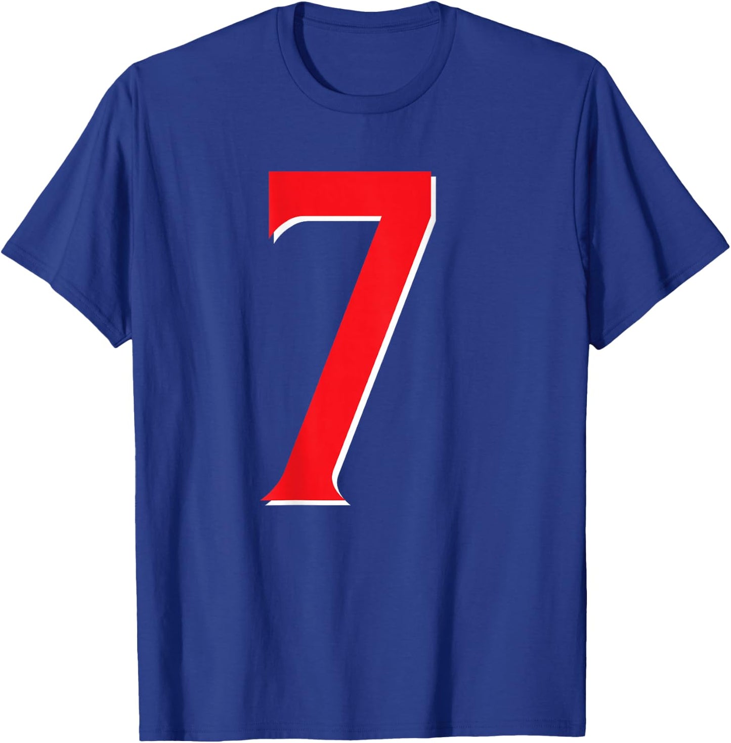 #7 Jersey Uniform Varsity Sports Number Red, 7th Birthday T-Shirt - T-Shirt | Royal