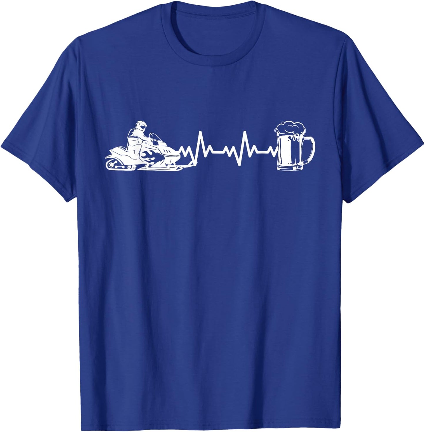 Snowmobil Snow Machine - Heartbeat EKG Snowmobiling T-Shirt - T-Shirt | Royal