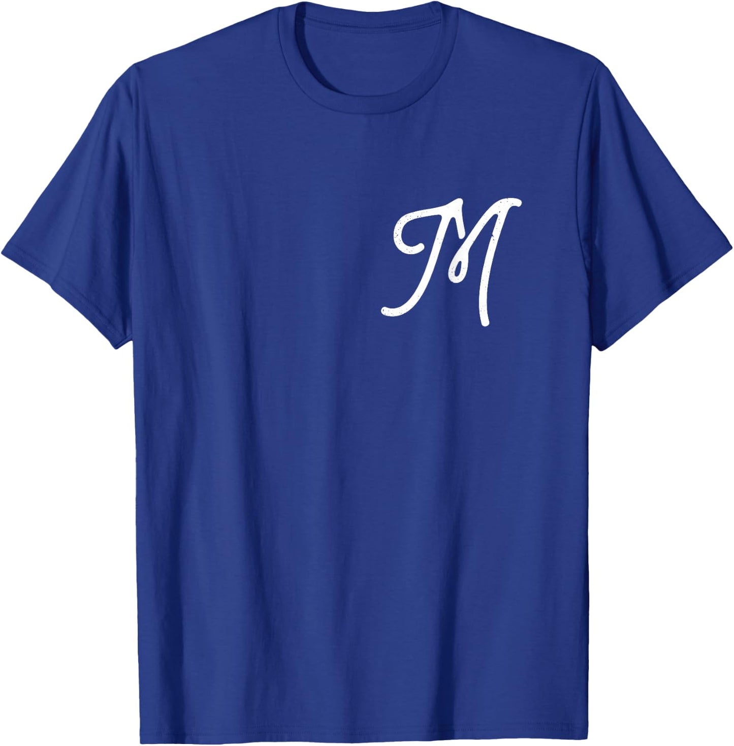 Vintage-style Letter M | Initial | Monogram | Script font T-Shirt - T-Shirt | Royal