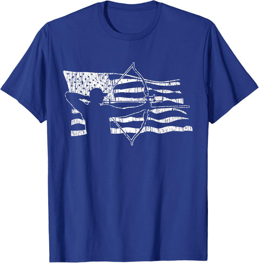 Bow Hunting American Flag Archery Patriotic Bow Hunter Gift Men T-Shirt - T-Shirt | Royal