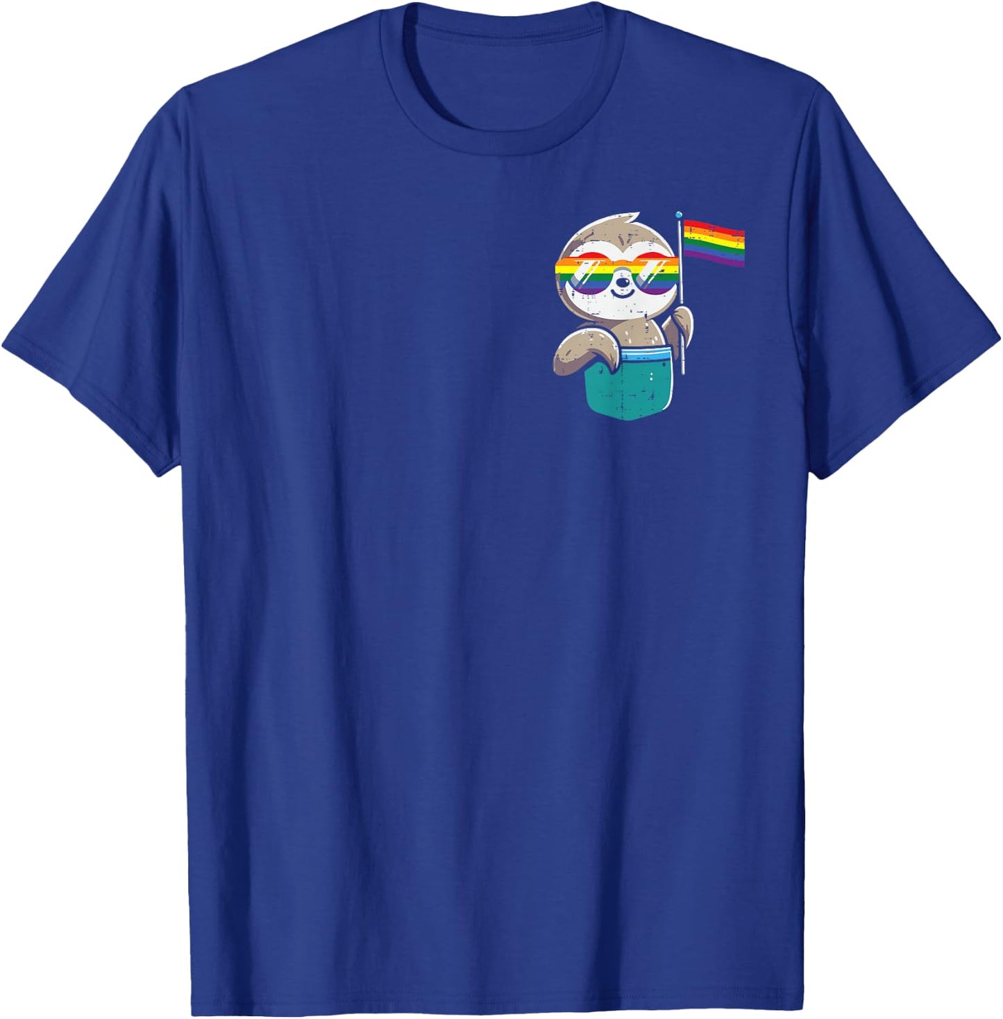 Gay Pride Month Sloth Pocket LGBTQ Ally Rainbow Men Women T-Shirt - T-Shirt | Royal