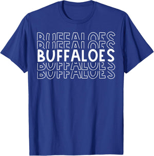 Buffaloes School Sports Team Mascot Town Go College Athlete T-Shirt - T-Shirt | Royal