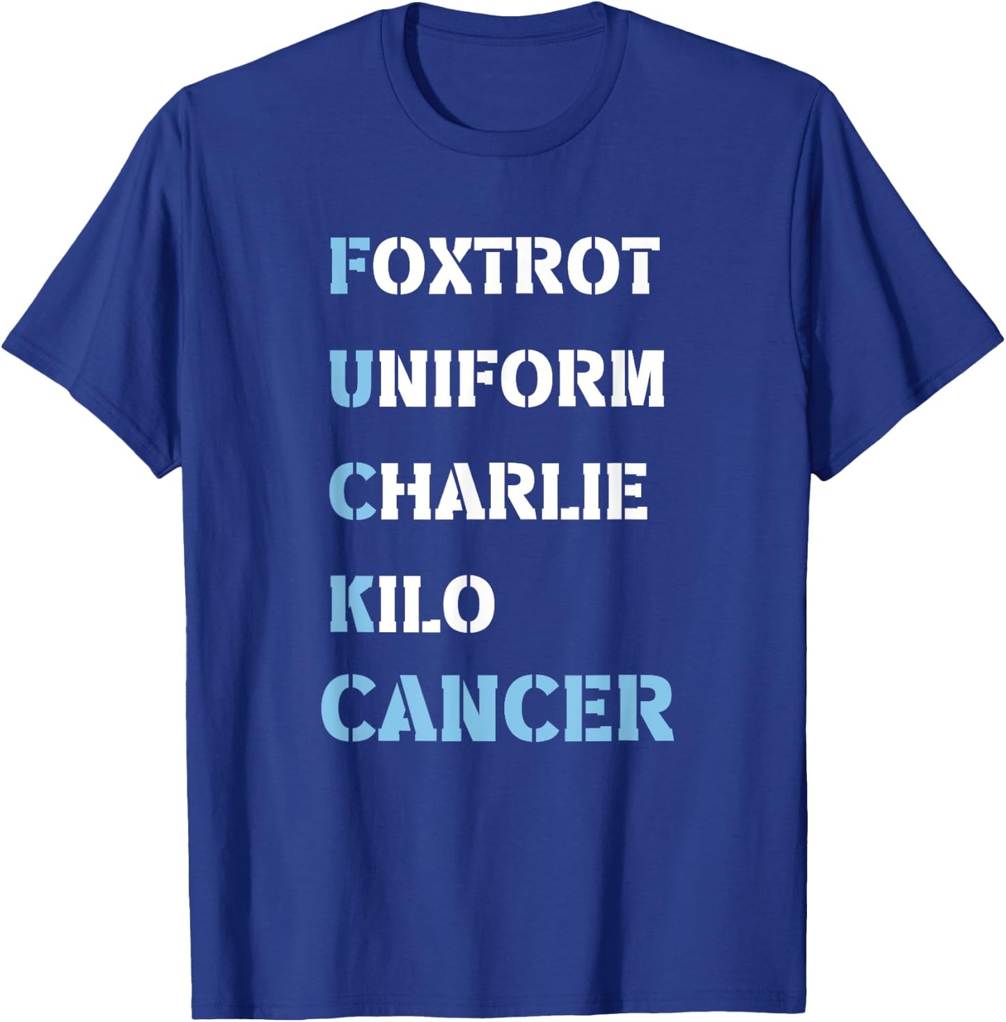 Foxtrot Uniform Charlie Kilo F-ck Prostate Cancer - Support T-Shirt - T-Shirt | Royal