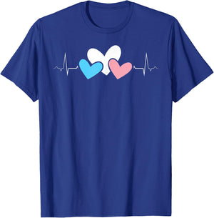 Transgender Hearts Heartbeat LGBTQ+ Pride Love Colors T-Shirt - T-Shirt | Royal