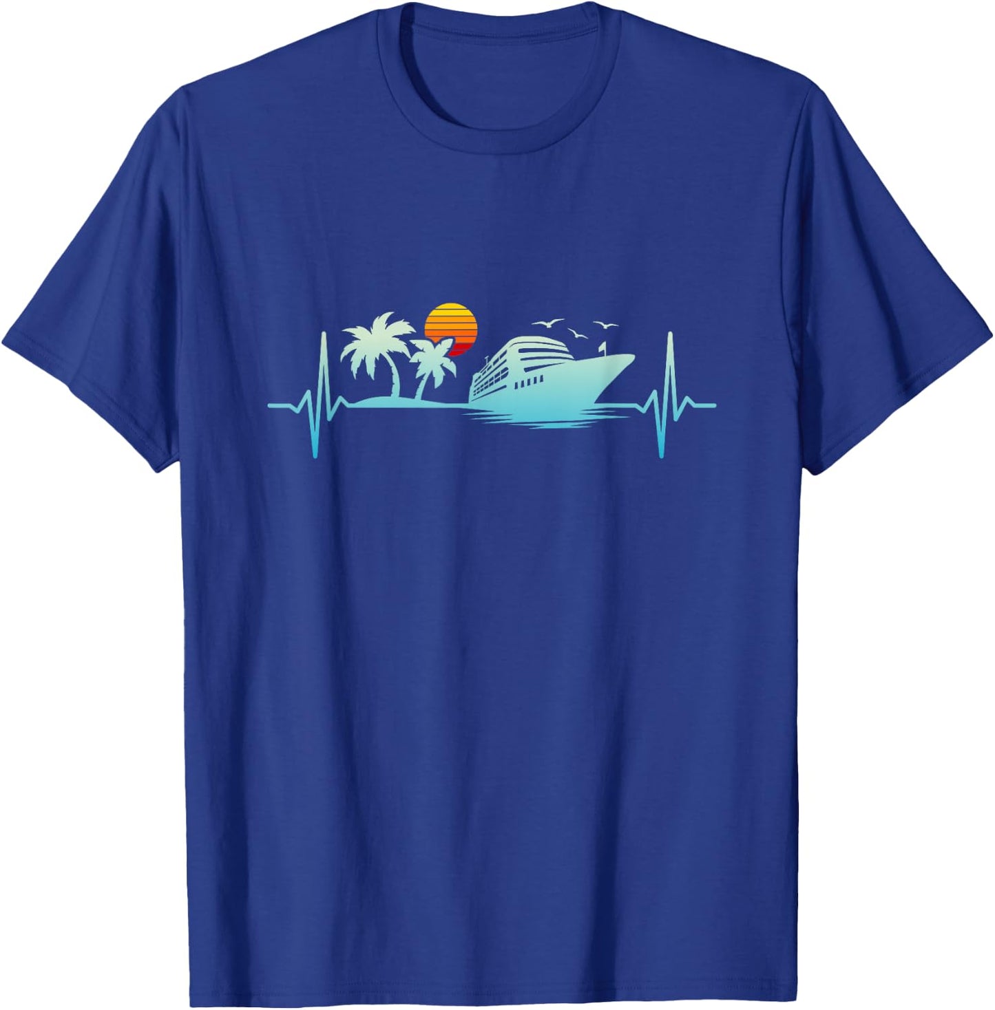 Cruise Heartbeat Summer Holiday Cruise Ship , black T-Shirt - T-Shirt | Royal