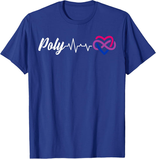 Poly Heartbeat Infinity Love in Bisexual Colors T-Shirt - T-Shirt | Royal