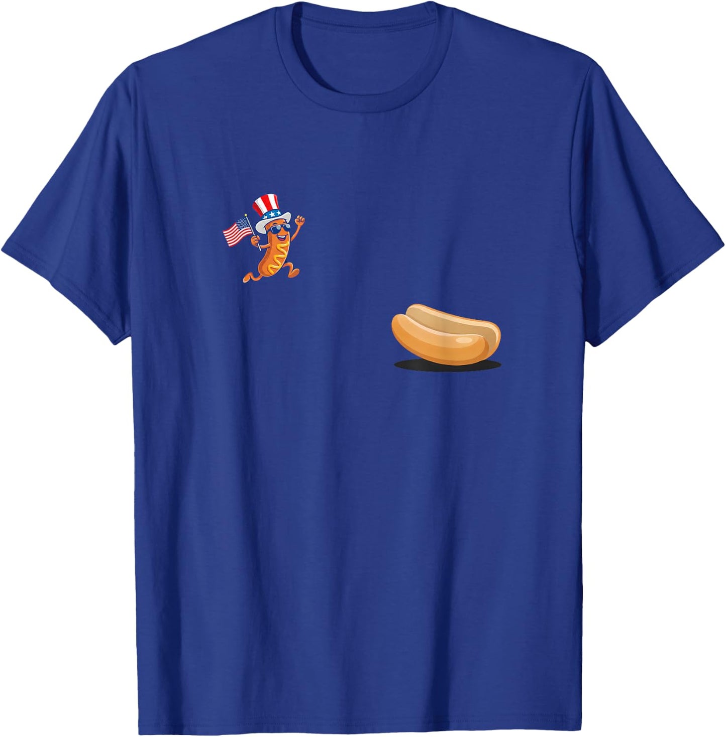 Freedom Dive Hotdog Funny Patriotic Hotdog Jumping Into Bun T-Shirt - T-Shirt | Royal