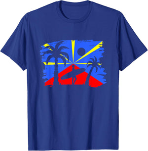Reunion Island Flag Reunion Reunion Island Vintage , Black, S T-Shirt - T-Shirt | Royal