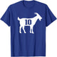 Goat 10 G.O.A.T. Number Ten Goat T-Shirt - T-Shirt | Royal