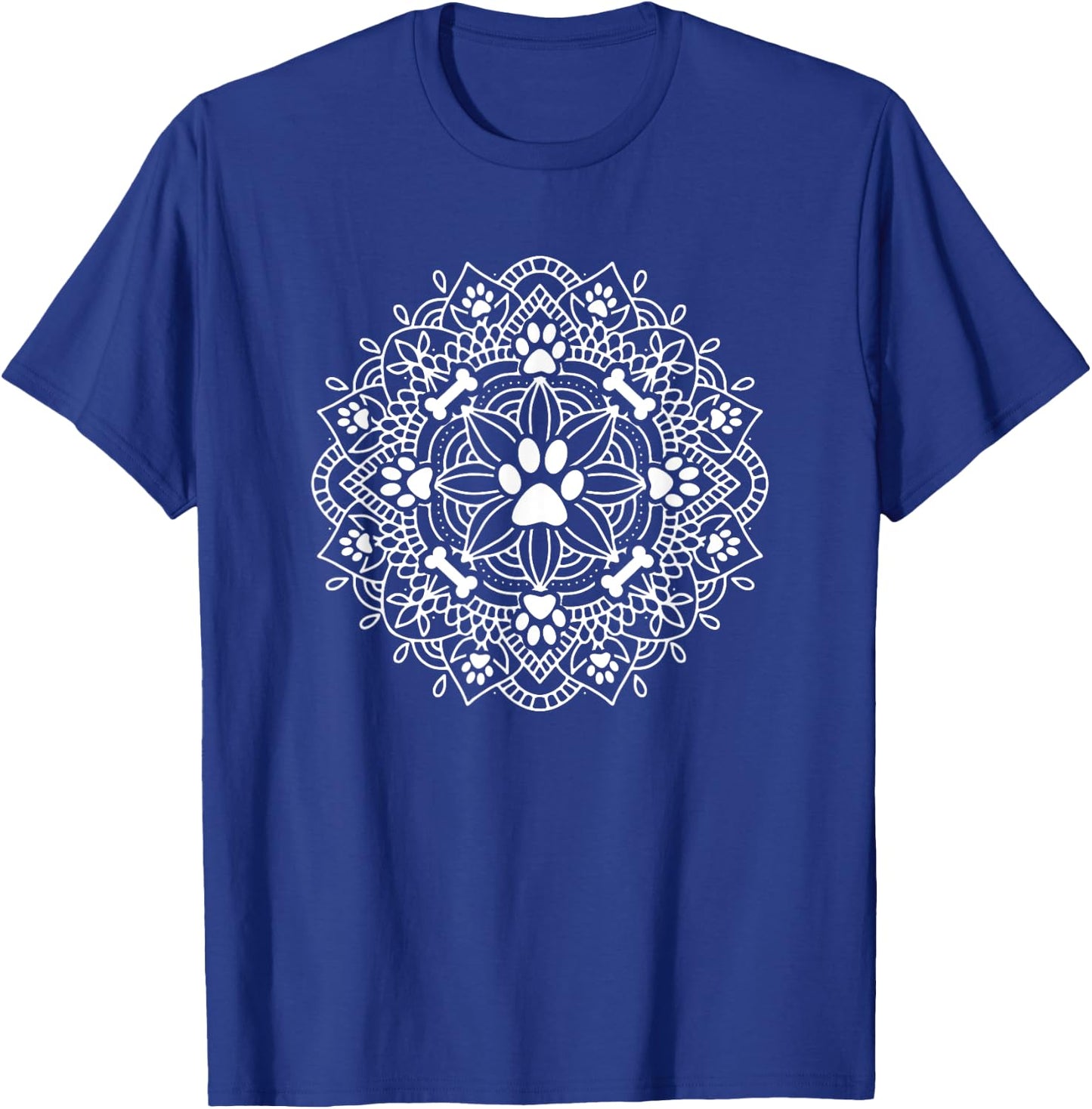 Dog Paw Print Bone Mandala - Dog Lover - Dog Mom Gift T-Shirt - T-Shirt | Royal