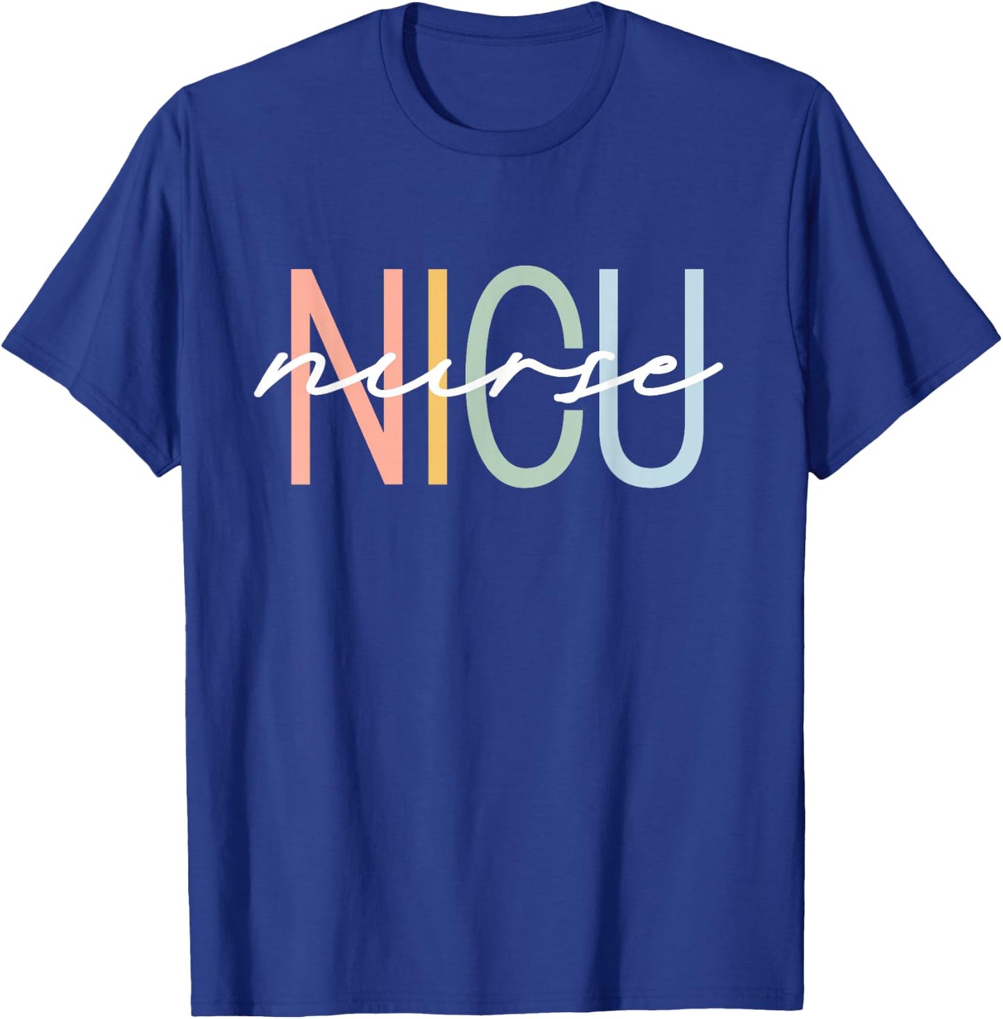 NICU Nurse ICU Neonatal Boho Rainbow Team Tiny Humans Retro T-Shirt - T-Shirt | Royal