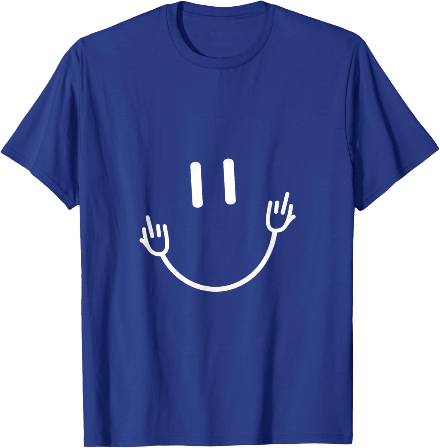 Funny Sarcastic Smile Face Middle Finger Graphic , black T-Shirt - T-Shirt | Royal