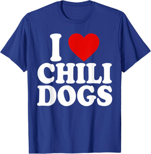 I Heart Love Chili Dogs T-Shirt - T-Shirt | Royal