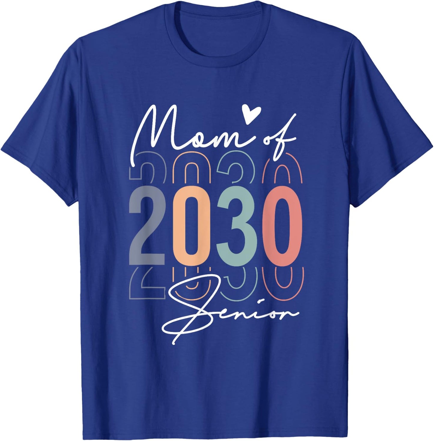 Class of 2030 Mom of a Senior Graduate Retro Graduation Vint T-Shirt - T-Shirt | Royal