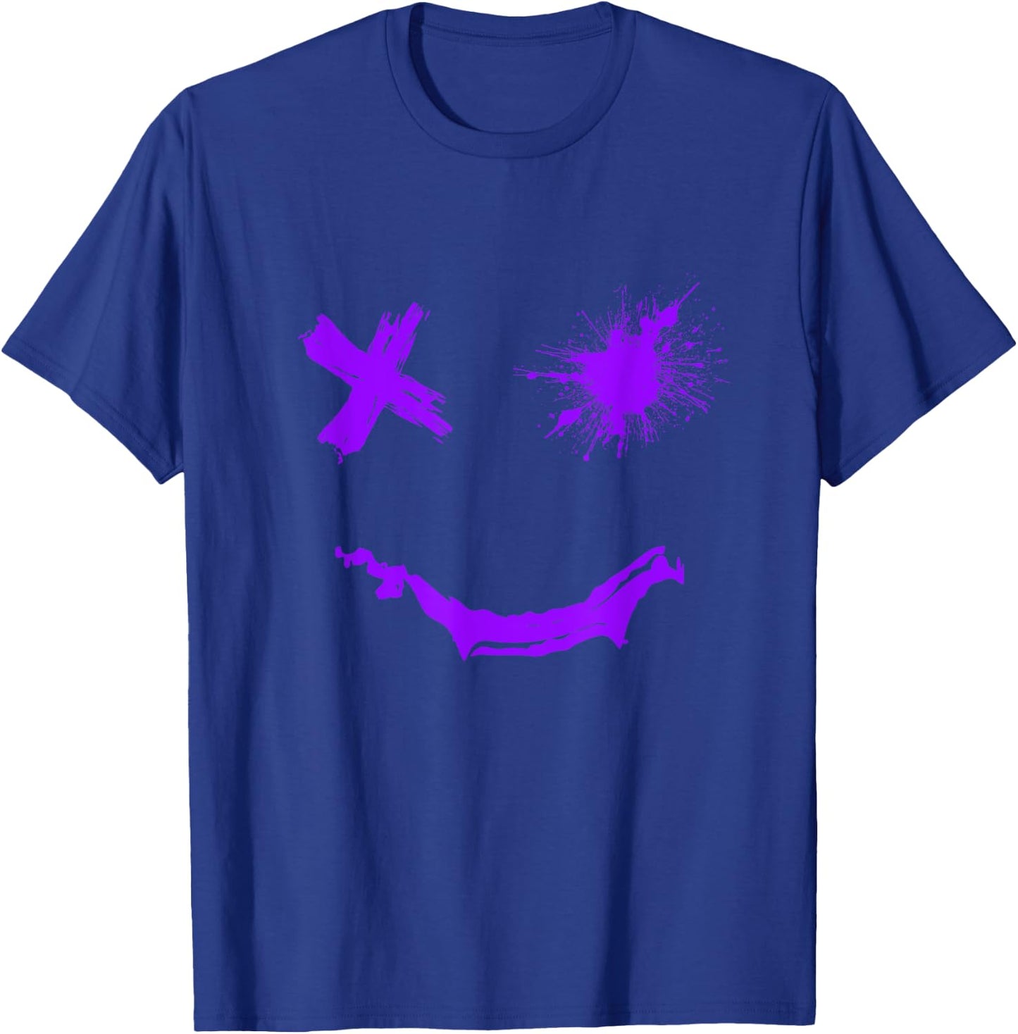 Purple Graphic Party Face Rough Style Smile Face Purple , black T-Shirt - T-Shirt | Royal