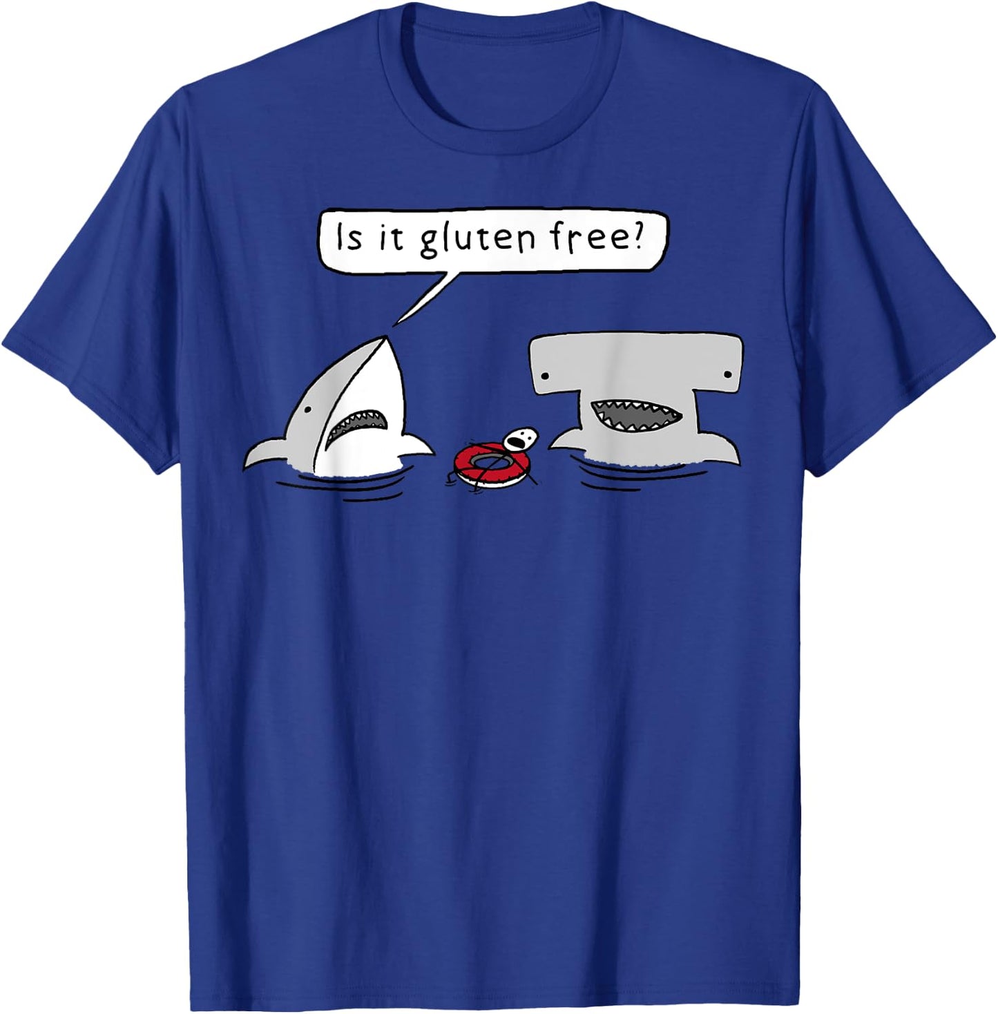 Is It Gluten Free Two Sharks Graphic T-Shirt - T-Shirt | Royal