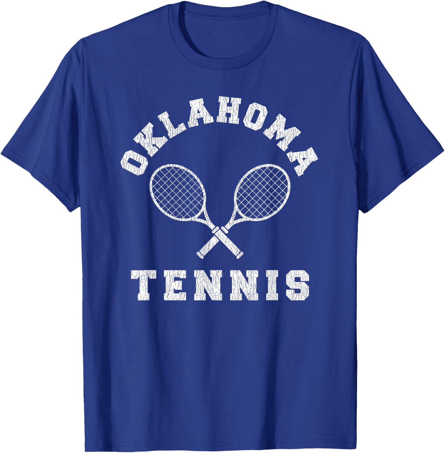 Oklahoma Vintage Tennis Team Distressed Retro 90s Vibe T-Shirt - T-Shirt | Royal