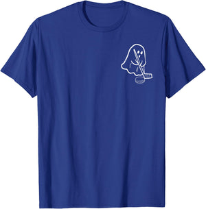 Ghost Playing Ice Hockey Pocket Halloween Costume Sports T-Shirt - T-Shirt | Royal