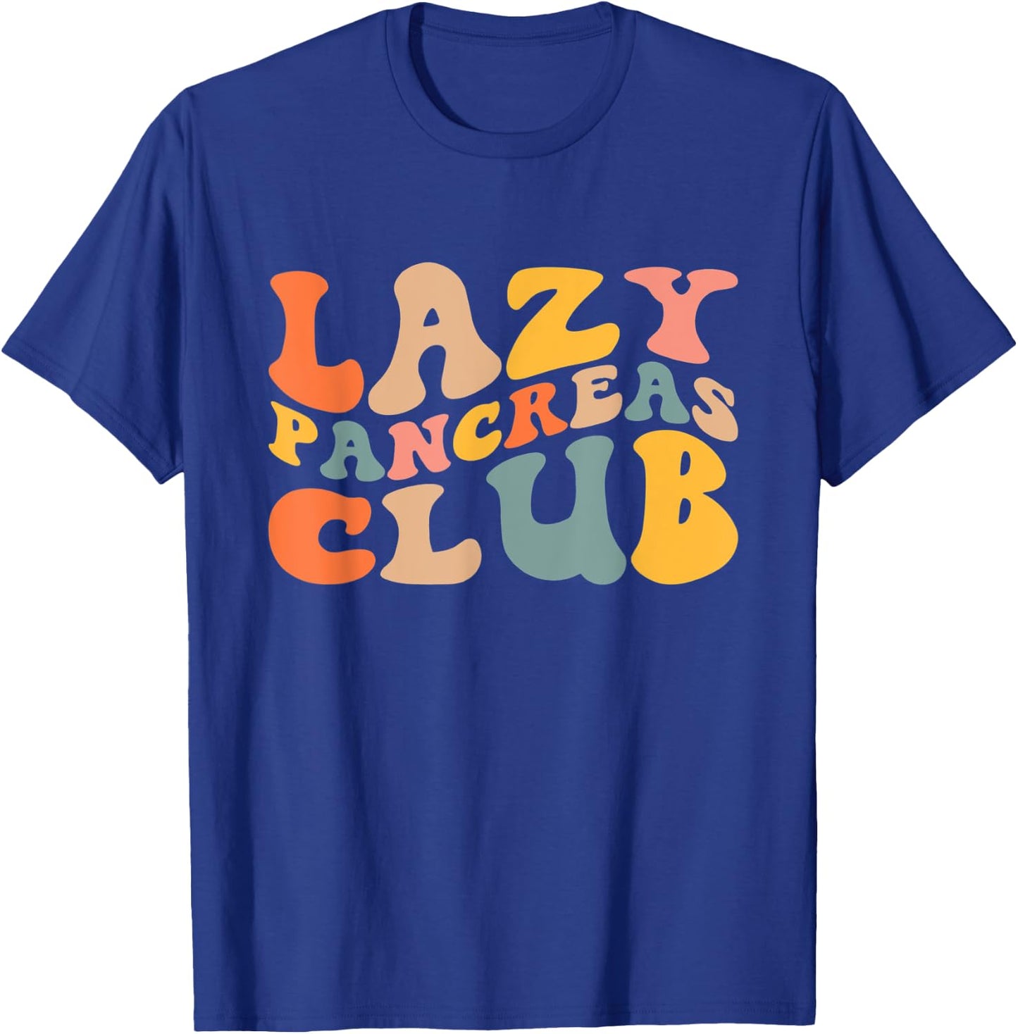 Lazy Pancreas Club T1D Retro Groovy Diabetes Awareness T-Shirt - T-Shirt | Royal