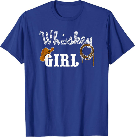Whiskey Girl Cowgirl Hat Rope Alcohol T-Shirt - T-Shirt | Royal