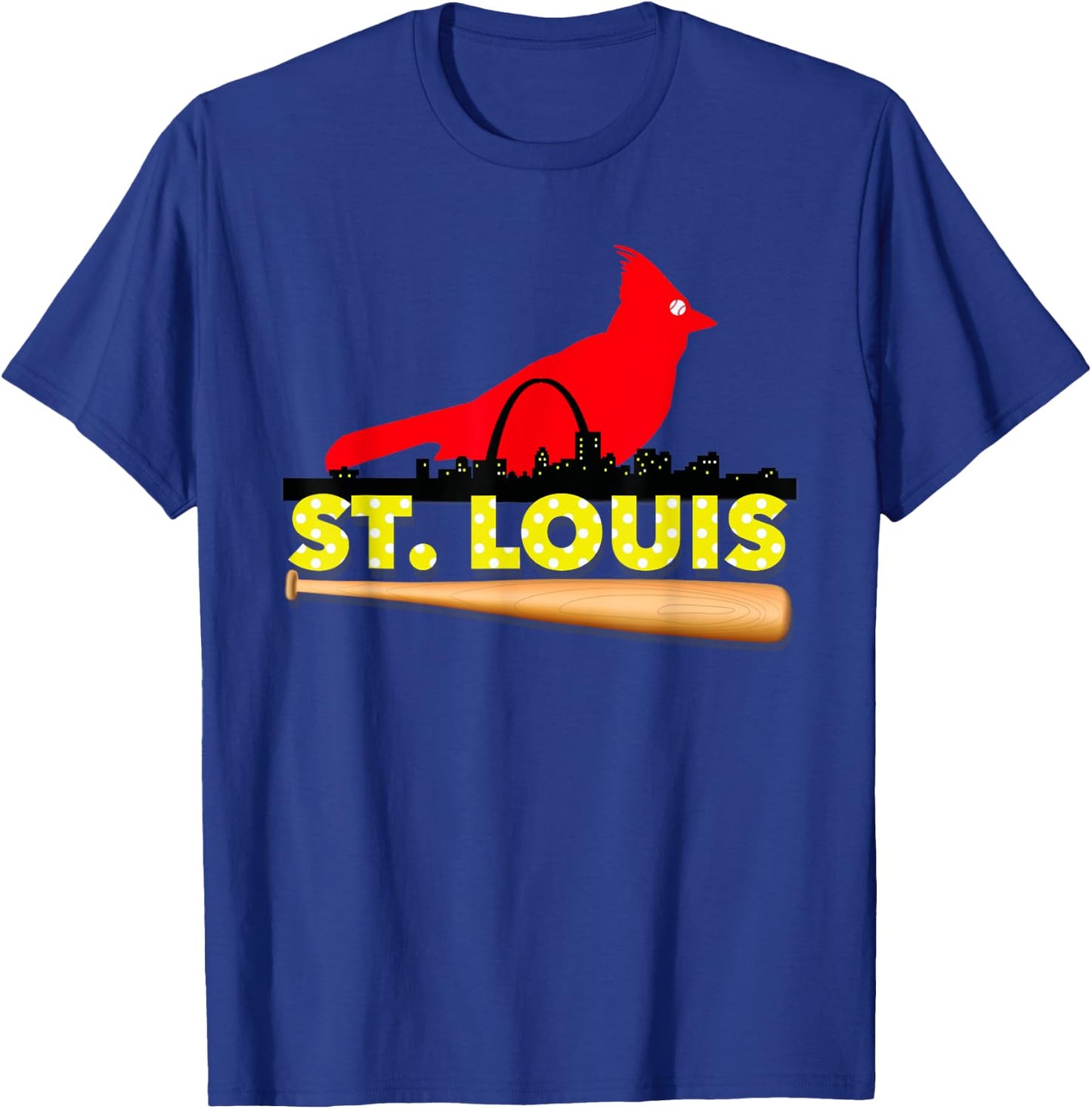 Saint Louis Red Cardinal Eye Bird Ball and Skyline T-Shirt - T-Shirt | Royal