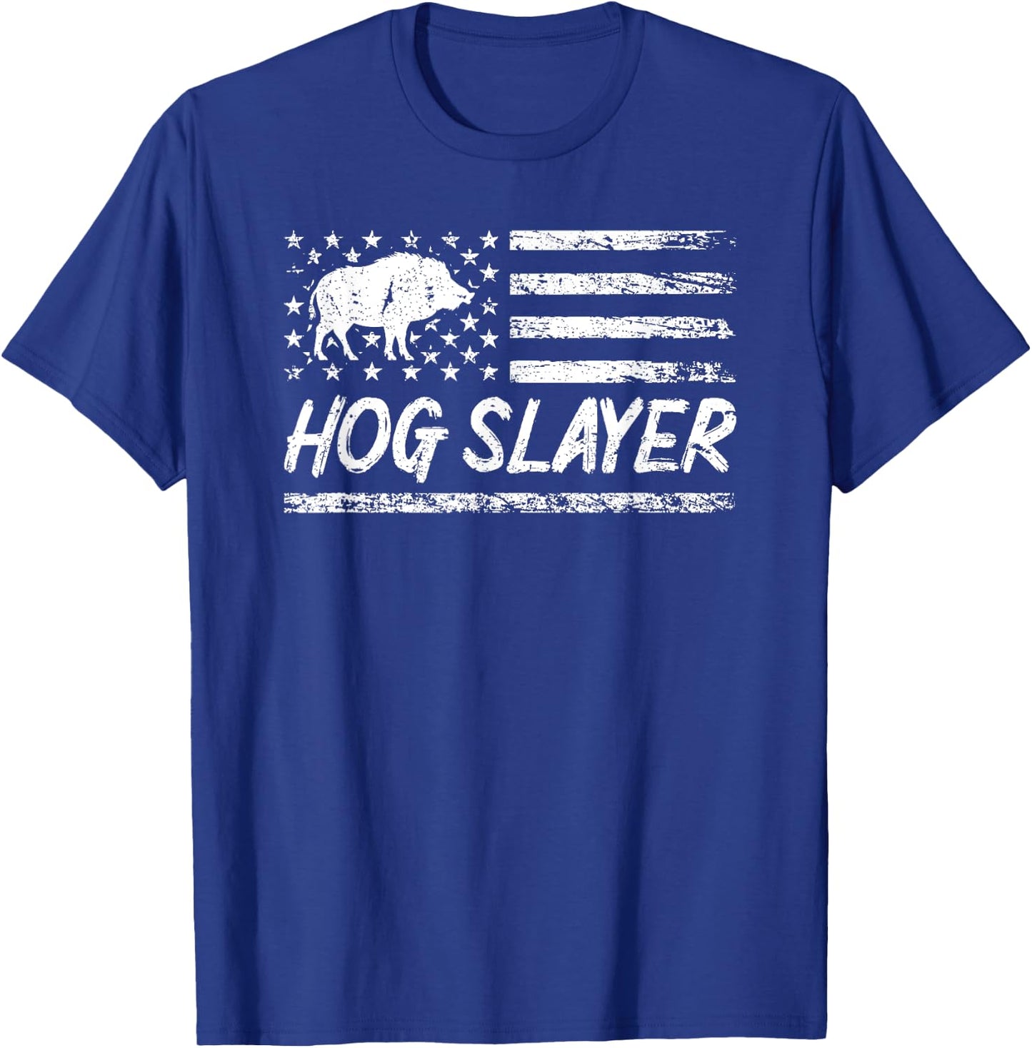 Hog Hunting Hog Slayer US Flag Boar Pig American Patriotic Women Men T-Shirt - T-Shirt | Royal