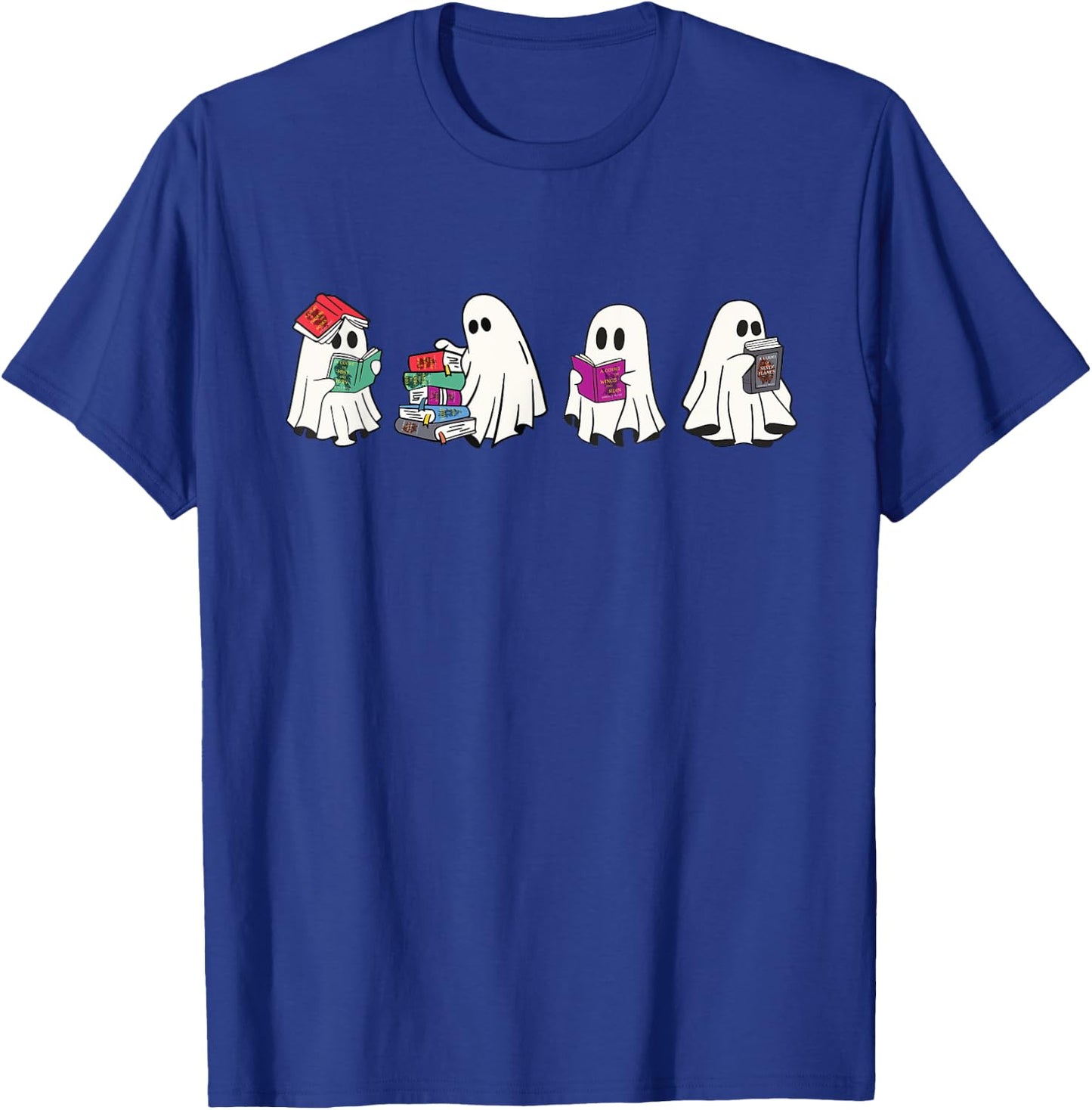 Cute Ghosts Reading Books Lover Spooky Season Halloween T-Shirt - T-Shirt | Royal
