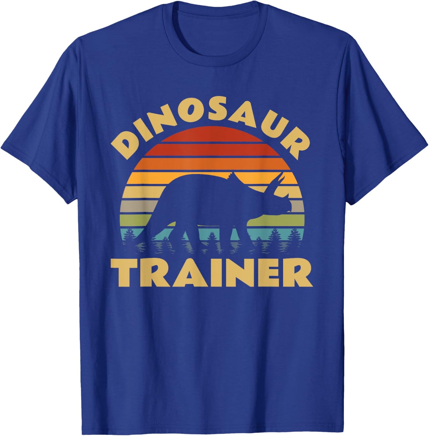 Dinosaur Trainer Halloween Costume Retro Sunset Dino Outline T-Shirt - T-Shirt | Royal