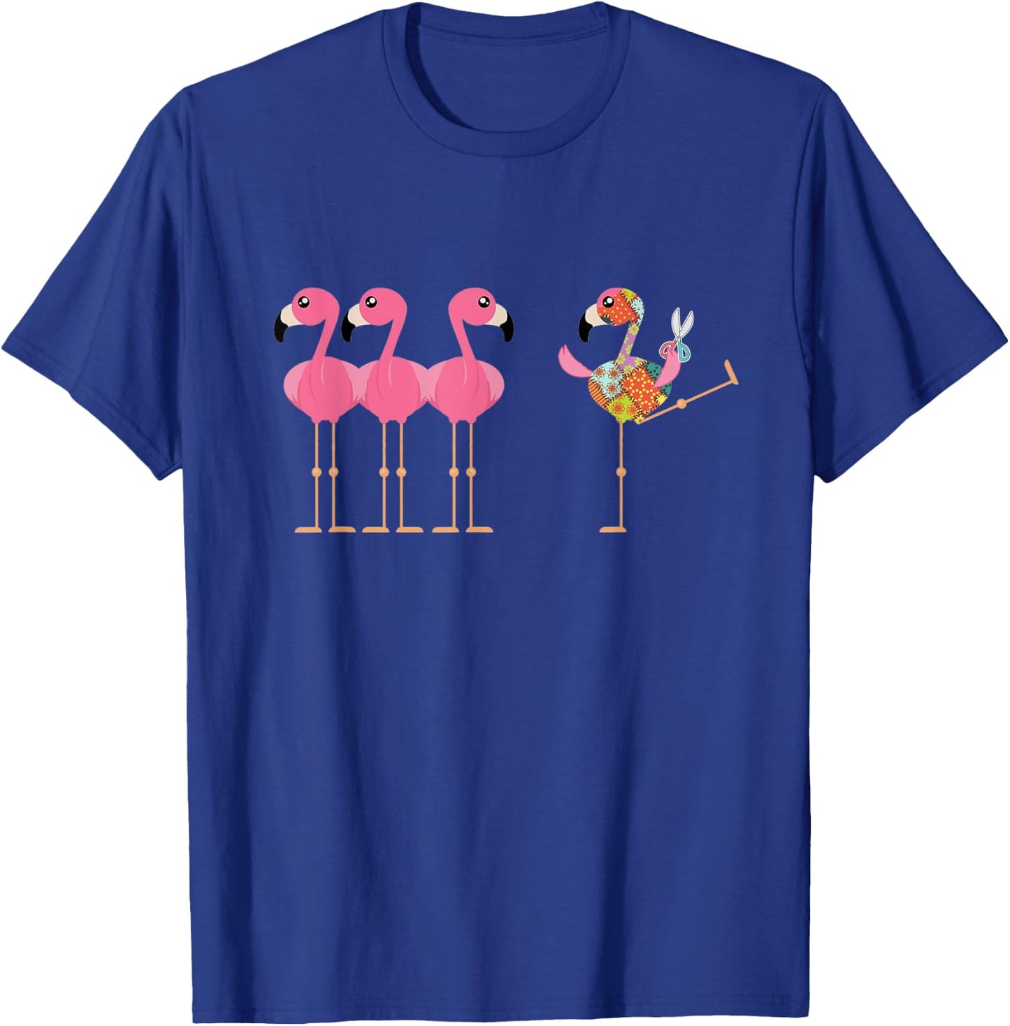Quilting Flamingo Loves Sewing Machine T-Shirt - T-Shirt | Royal