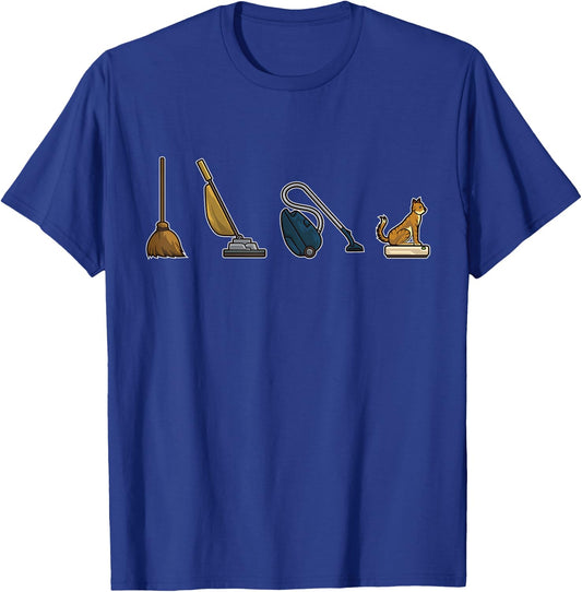 Evolution of Vacuum Cleaners Funny Cat Robot Vacuum Cleaner Women Girls Kids T-Shirt - T-Shirt | Royal