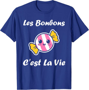 Les bonbons c'est la vie quote humour candy , Black, S T-Shirt - T-Shirt | Royal