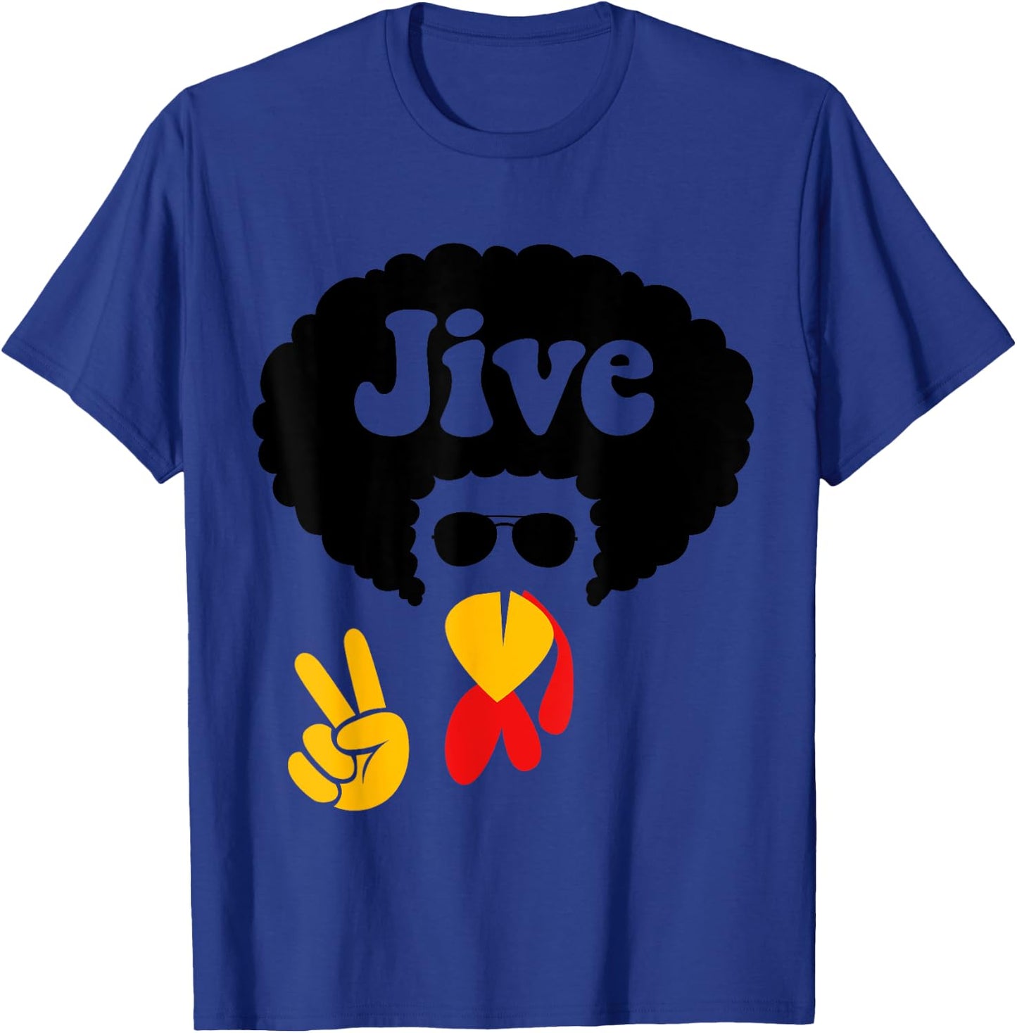 Peace Sign Jive Turkey Face Funny Thanksgiving Shirt Gift T-Shirt - T-Shirt | Royal